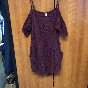 Beautiful maroon lace romper